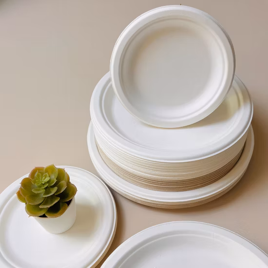Compostable Sugarcane Bagasse Round Plates